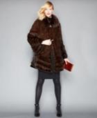 The Fur Vault Fox-fur-trimmed Mink Fur Swing Coat