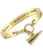 Bcbgeneration Gold-tone Happy Blessed Free Toggle Cuff Bracelet