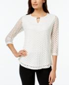 Jm Collection Pullover Keyhole Crochet Top, Only At Macy's