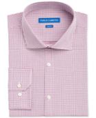 Vince Camuto Men's Slim-fit Burgundy/white Dobby Check Dress Shirt