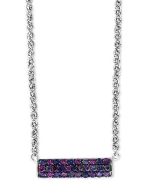 Splash By Effy Purple Sapphire Horizontal Bar 18 Pendant Necklace (1 Ct. T.w.) In Sterling Silver