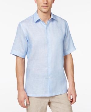 Tasso Elba Men's Marbled 100% Linen Shirt, Only At Macy's