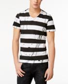 Guess Men's Paint-splatter Striped T-shirt