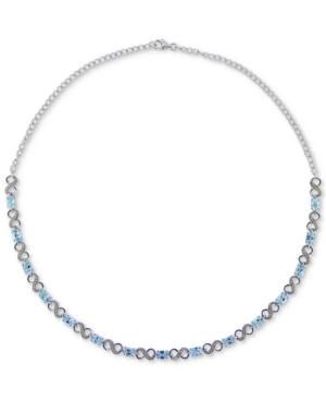 Swiss Blue Topaz (9 Ct. T.w.) & Diamond Accent Collar Necklace In Sterling Silver