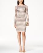 Jessica Howard Petite Long-sleeve Chevron-print Dress