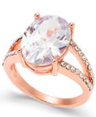 Charter Club Rose Gold-tone Crystal Oval Ring, Created For Macy's