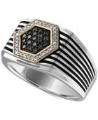 Esquire Men's Jewelry Diamond Two-tone Ring (3/8 Ct. T.w.) In Sterling Silver & 14k Gold, Created For Macy's