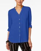 Alfani V-neck Tab-sleeve Blouse, Only At Macy's