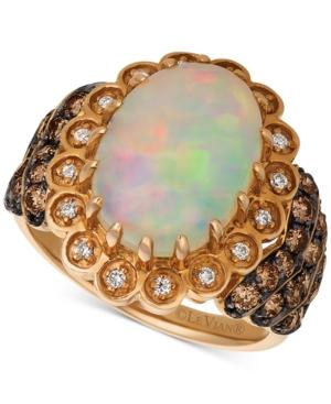 Le Vian Neopolitan Opal (3 Ct. T.w.), Chocolate (3/4 Ct. T.w.) And Vanilla (1/10 Ct. T.w.) Statement Diamond Ring In 14k Rose Gold