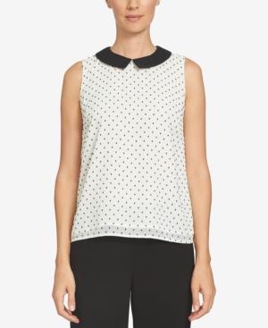 Cece Collared Polka-dot Shell