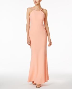 Calvin Klein V-back Halter Gown