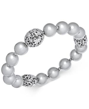 Charter Club Large Bead & Imitation Pearl Stretch Bracelet, Created For Macy's