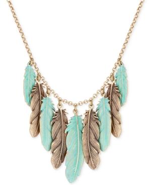 Lucky Brand Gold-tone Multi-feather Statement Necklace