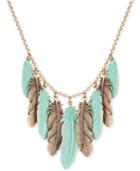 Lucky Brand Gold-tone Multi-feather Statement Necklace