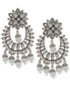 Marchesa Silver-tone Crystal & Imitation Pearl Chandelier Earrings