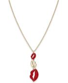 Thalia Sodi Two-tone Red Crystal Lips Pendant Necklace, Created For Macy's