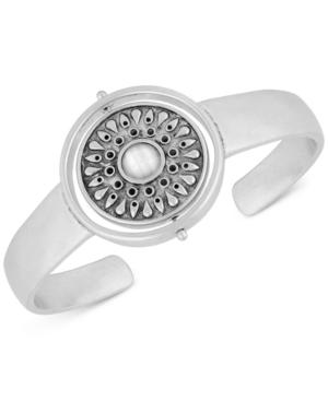 Lucky Brand Silver-tone Stone & Imitation Mother-of-pearl Reversible Cuff Bracelet