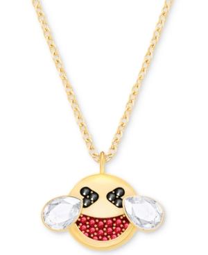Swarovski Gold-tone Crystal Smiley Face Pendant Necklace
