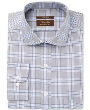 Tasso Elba Men's Classic/regular Fit Non-iron Multi Blue Glenplaid Dress Shirt, Only At Macy's