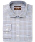 Tasso Elba Men's Classic/regular Fit Non-iron Multi Blue Glenplaid Dress Shirt, Only At Macy's