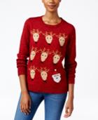 Karen Scott Petite Santa & Reindeer Sweater, Only At Macy's