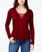 Polly & Esther Juniors' Long-sleeve Lace-up Top