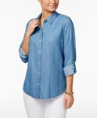 Charter Club Roll-tab Dot-print Shirt, Created For Macy's