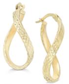 Patterned Twisted Hoop Earrings In 10k Gold
