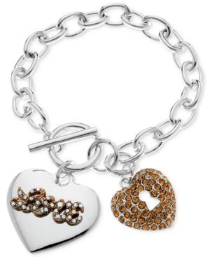 Guess Two-tone Heart Charm Link Bracelet