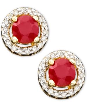 10k Gold Ruby (5/8 Ct. T.w.) & Diamond (1/10 Ct. T.w.) Earrings