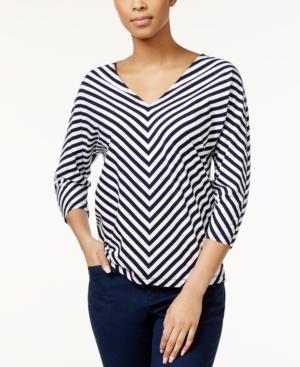 American Living Striped V-neck Dolman Sleeve Top