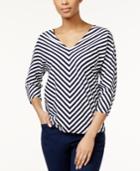 American Living Striped V-neck Dolman Sleeve Top