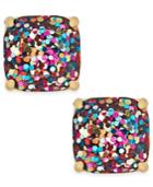 Kate Spade New York Gold-tone Small Square Glitter Stud Earrings