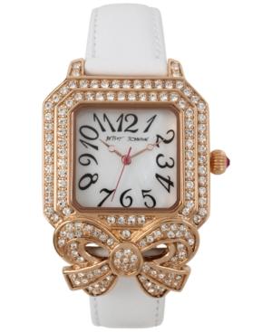 Betsey Johnson Women's White Leather Strap Watch 32x45mm Bj00623-03