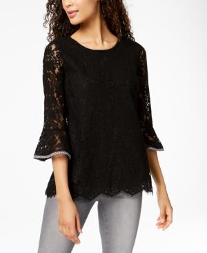 Charter Club Lace Bell-sleeve Top, Created For Macy's