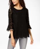 Charter Club Lace Bell-sleeve Top, Created For Macy's