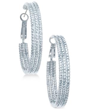 Guess 1 1/2 Textured Hoop Earrings