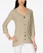 Jm Collection V-neck Mixed-button Top, Only At Macy's