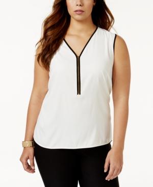 Calvin Klein Plus Size Zip-front Blouse