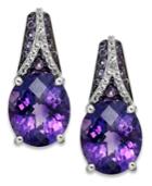 Sterling Silver Earrings, Amethyst (3-9/10 Ct. T.w.) And White Topaz (1/4 Ct. T.w.) Oval Pave Earrings