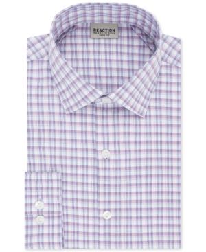 Kenneth Cole Reaction Men's Slim-fit Flex Collar Three-way Stretch Performance Check Dress Shirt
