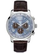 Guess Men's Chronograph Brown Croc-embossed Leather Strap Watch 45mm U0380g6