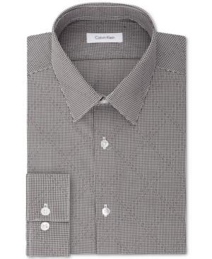 Calvin Klein Steel Men's Slim-fit Non-iron Stretch Performance Black And White Check Dress Shirt
