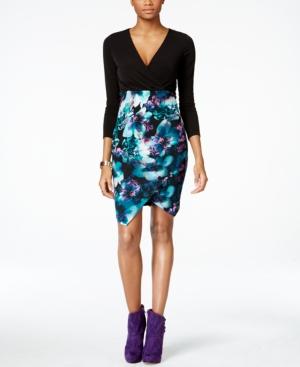 Thalia Sodi Floral-print Faux-wrap Dress, Only At Macy's