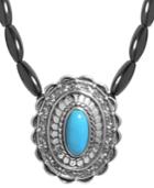 American West Agate And Turquoise Gemstone Necklace In Sterling Silver