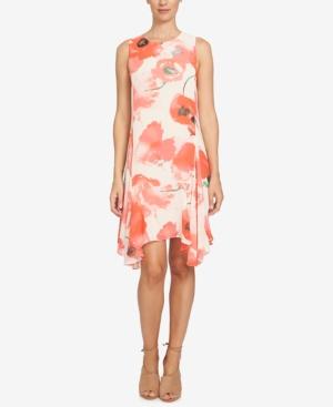 Cece Poppy-print Handkerchief-hem Shift Dress