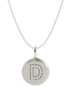 14k White Gold Necklace, Diamond Accent Letter D Disk Pendant