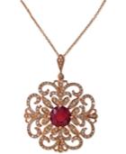 Rosa By Effy Ruby (2-5/8 Ct. T.w.) And Diamond (5/8 Ct. T.w.) Pendant Necklace In 14k Rose Gold