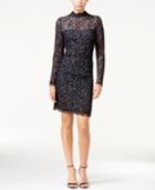 Betsey Johnson Lace Mock-neck Sheath Dress