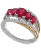 Ruby (1-3/4 Ct. T.w.) And Diamond Accent Ring In Sterling Silver And 14k Gold